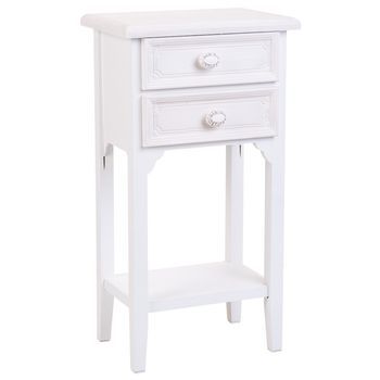 Mesita De Madera De 2 Cajones Y 1 Balda Blanco 37x26.5x69.5h Cm