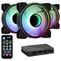 aerocool mirage 12 argb pro pack 3 ventiladores 120mm argb  hub h66f rgb  control remoto