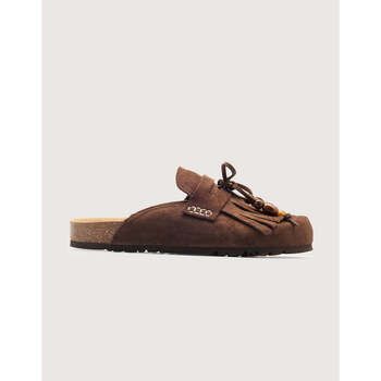 Koala Bay Zuecos Sabot plat en cuir marron - Kalahari para mujer