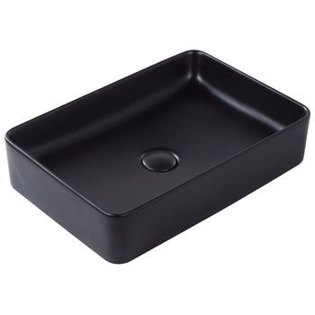 Lavabo Sobre Encimera Baño Clásico Cerámica Negro Acabado Mate Rectangular 51 X 34 Cm Chivana