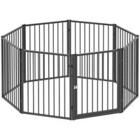 pawhut parque para perros de 8 paneles 60x76 cm corralito para perros pequenos y medianos para interior y exterior negro
