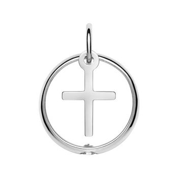 Anillo bautizo plata 925 colgante cruz circonita