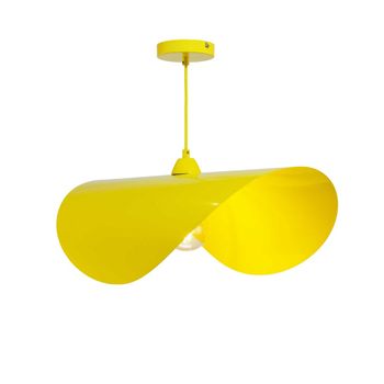 Lámpara colgante de metal pintado con forma de teja amarillo