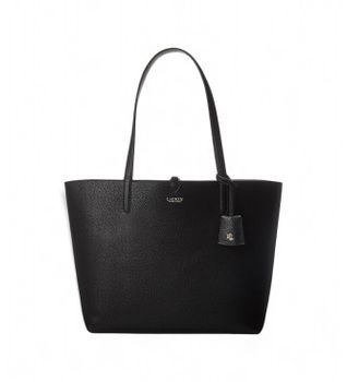 Lauren Ralph Lauren para mujer. 431795329001 Bolso reversible Tote Medium negro (OSFA), Casual, Sintético, Imitación cuero, Poliuretano