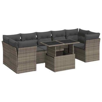 Set De Sofás De Jardín Y Cojines 8 Piezas Ratán Sintético Gris Vidaxl
