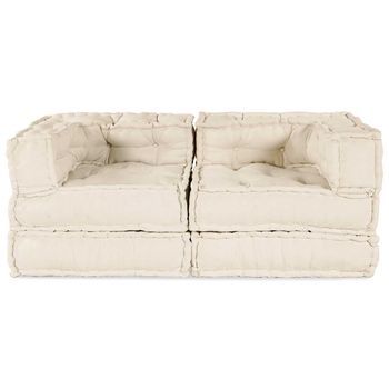 Vidaxl Unidad De Sofá Modular 2 Uds. Tela Crema 140 X 70 X 56 Cm