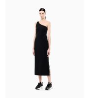 ea7 para mujer 7w000962af12484 vestido asimetrico de punto elastico negro xs deportivo algodon sin mangas  tirantes