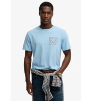 superdry para hombre m1012358a camiseta outdoors mountain azul l casual algodon manga corta