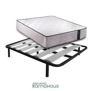 Conjunto Alora Colchón Viscoelástico 150 X 190 Cm, Altura 25 Cm, + Somier, Lámina De Haya, Tubo De Acero 40x30mm Patas 25 Cm,