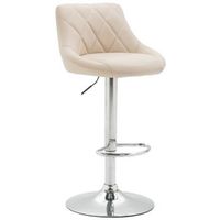 taburete de bar trona x 1 con costuras decorativas asiento de pvc color crema patas de metal 100005081