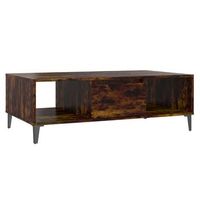 mesa de centro de diseno rustico 1035 x 60 x 35 cm madera de ingenieria marron y metal dec038386