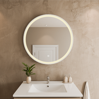 espejo de bano con luz led 70 cm blanco redondo antivaho 3 colores dimmable - lomazoo helsinki