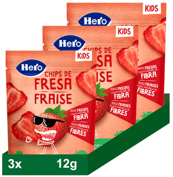 Hero Snack de Chips de Fresa +36m 3x12 gr