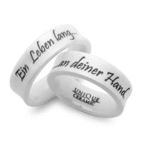 anillos de boda de ceramica blanca grabado laser 7mm