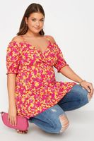 top hombros descubiertos rojo floral mujer curvy y tallas grandes yours