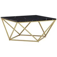 mesa de centro efecto marmol negro dorado 80 x 80 cm mdf jaula glamour malibu