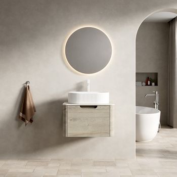 Mueble De Lavabo Suspendido - Baño - Madera Contrachapada - Crema Y Blanco (60x46x50.2cm)