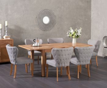 Cheadle 130cm Oak Extending Dining Table with Isobel Fabric Chairs - Grey, 4 Chairs