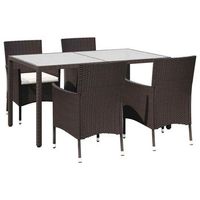 set de comedor jardin 5 pzas y cojines ratan sintetico marron vidaxl