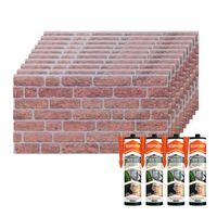 set de 10 paneles decorativos efecto ladrillo clasico en eps  4 botes de adhesivo de montaje