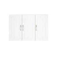 armario colgante para bano con balda ajustable y 3 puertas blanco