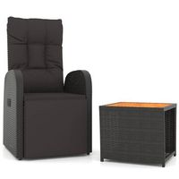 conjunto muebles jardin 2 uds  mesa y sillas madera acacia ratan sintetico negro