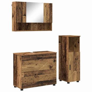 Juego De Muebles De Baño 3 Uds. Madera Envejecida Vidaxl