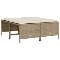 taburetes de jardin con cojines 4 uds ratan sintetico beige vidaxl