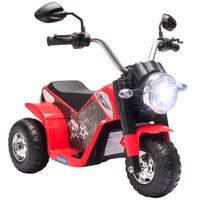 homcom moto electrica infantil con 3 ruedas triciclo a bateria 6v para ninos de 18-36 meses con faro bocina 2 kmh 72x57x56 cm rojo   aosom espana