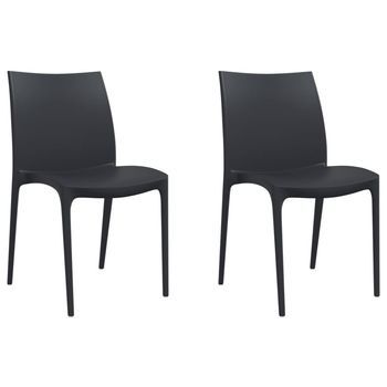 Pack 2 Uds Sillas De Jardín | Silla De Exterior | Sillón Polipropileno Gris Antracita 50x46x80 Cm
