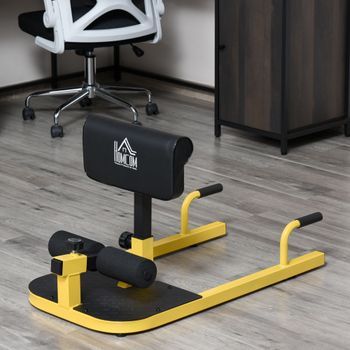 3-en-1 Profundo Sissy Squat Homcom Acero Eva, 50x97x56,5 Cm, Amarillo