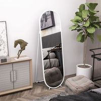 espejo de pie de metal vidrio mdf homcom 40x4x160 cm blanco