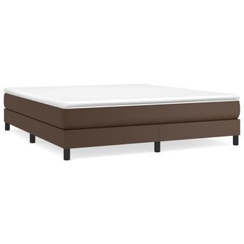 Estructura De Cama Con Somier Cuero Sintético Marrón 180x200cm Vidaxl