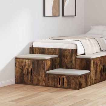 Vidaxl Armario De Almacenamiento 2 Uds. Roble Ahumado 127 X 41 X 40 Cm