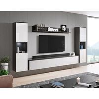 conjunto de muebles de salon paris xl juego de muebles de salon mueble de tv sin iluminacion led color materablanco brillo