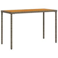 mesa de jardin  mesa de exterior superficie de madera ratan pe gris 115x54x74 cm