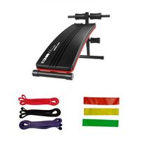 pack banco de musculacion keboo fitness serie 300 145x47x70 cm y 6 bandas elasticas para diferentes niveles de entrenamiento