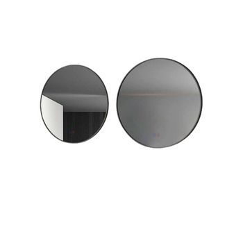 Espejo Redondo Led, Antivaho, On-off, Marco Negro 80 Fría 6500k