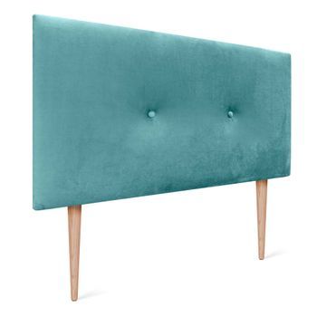 Dhome Cabecero De Terciopelo Liso Con Botones 90x105 Con Patas Camas 80/90 - Turquesa