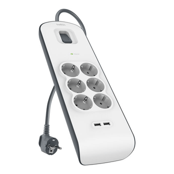 REGLETA ALIMENTACION BELKIN BSV604VF2M-V2 PROTECCI??N CONTRA SOBRET 6 TOMAS + 2 USB- A 2,4 BOTON