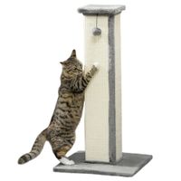 pawhut poste rascador para gatos altura 81 cm con poste de sisal bola colgante 41x41x81 cm gris perfecto para afilar unas   aosom espana