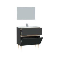 pack de bano con lavabo ceramico 45x80 cm 80 antracita roble