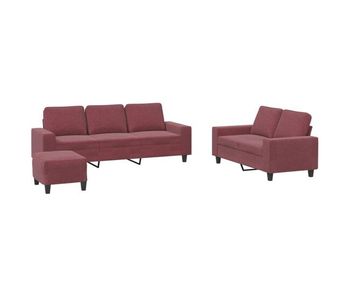 Vidaxl juego de sofás 3 piezas tela rojo tinto