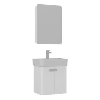 Conjunto De Mueble Con Lavabo Y Espejo (2 Piezas)  - 55 X 38 X 62 Cm - Blanco