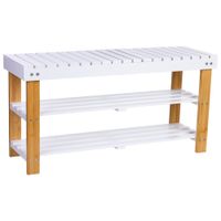 banqueta zapatero de madera 90x29x45h cm blanco