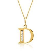 8 quilates cadena de oro letra d con circonita