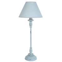 lampara de mesa metal azul pantalla gris