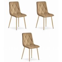 set de 3 silla de comedor tela valora tyra asiento acolchado marron