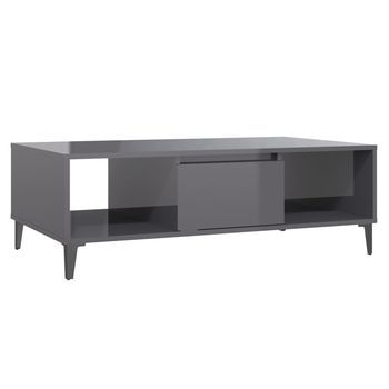 Mesa De Centro 60x103,5x35 Cm Madera Y Metal Trabajados - Gris