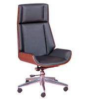 silla de oficina en madera de nogal y tapizada negro